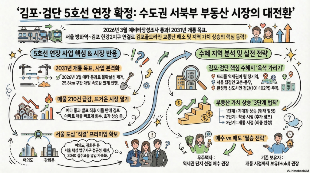 2026년 김포 5호선 검단 연장 예타 통과 완벽 분석 및 부동산 실전 투자 전략 총정리